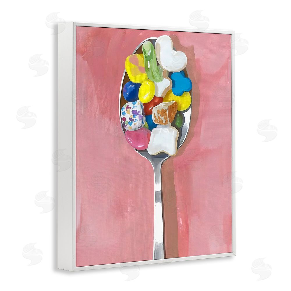 The Prints Vibe Nostalgic Fun Breakfast Spoon White Framed Giclee Wall Art