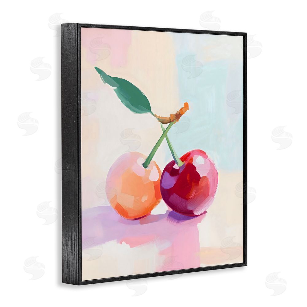 The Prints Vibe Pastel Cherries Pair Black Framed Giclee Wall Art