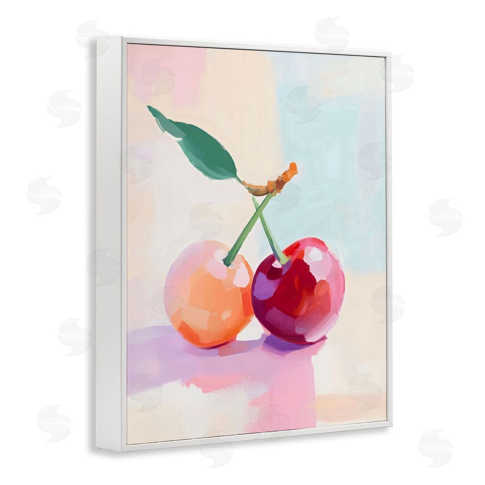 The Prints Vibe Pastel Cherries Pair White Framed Giclee Wall Art