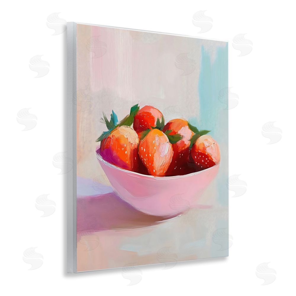 The Prints Vibe Pastel Bowl of Strawberries Wall Plaque Home Decor Art Print
