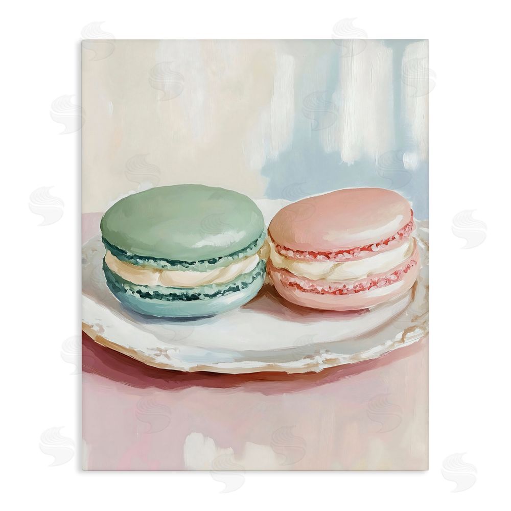 The Prints Vibe Pastel Macarons on Plate Stretched Canvas Wall Art