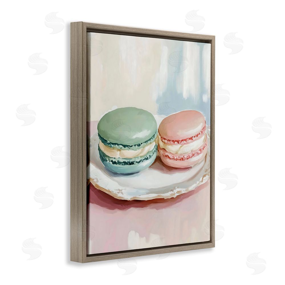 The Prints Vibe Pastel Macarons on Plate Brown Floating Framed Canvas Wall Art