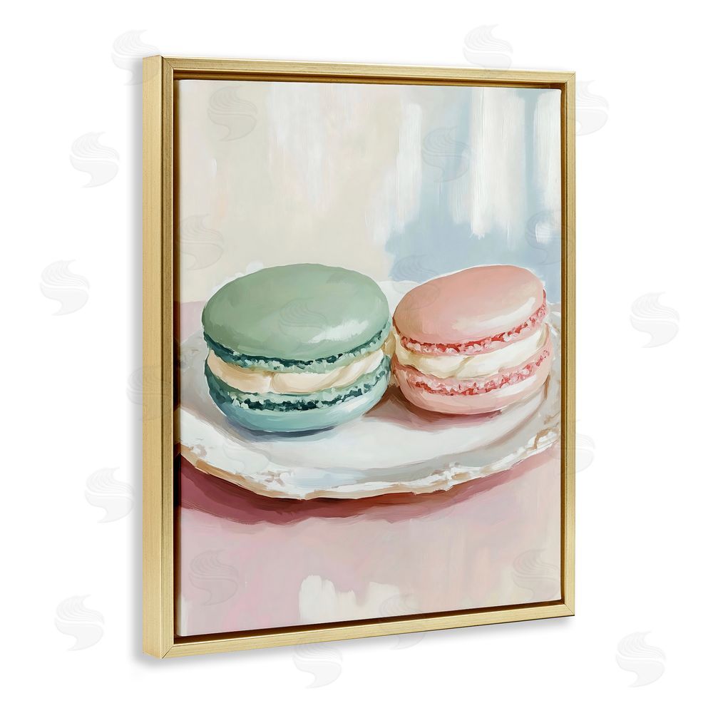 The Prints Vibe Pastel Macarons on Plate Gold Floating Framed Canvas Wall Art