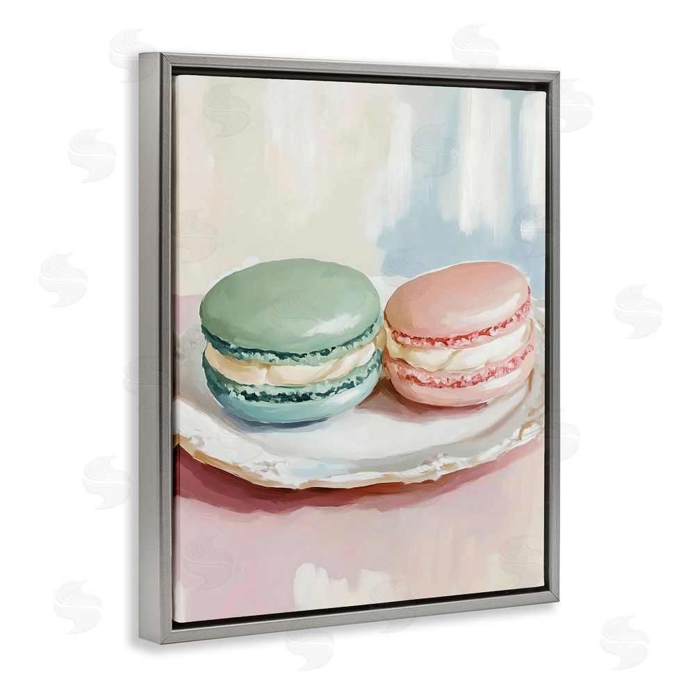 The Prints Vibe Pastel Macarons on Plate Gray Floating Framed Canvas Wall Art