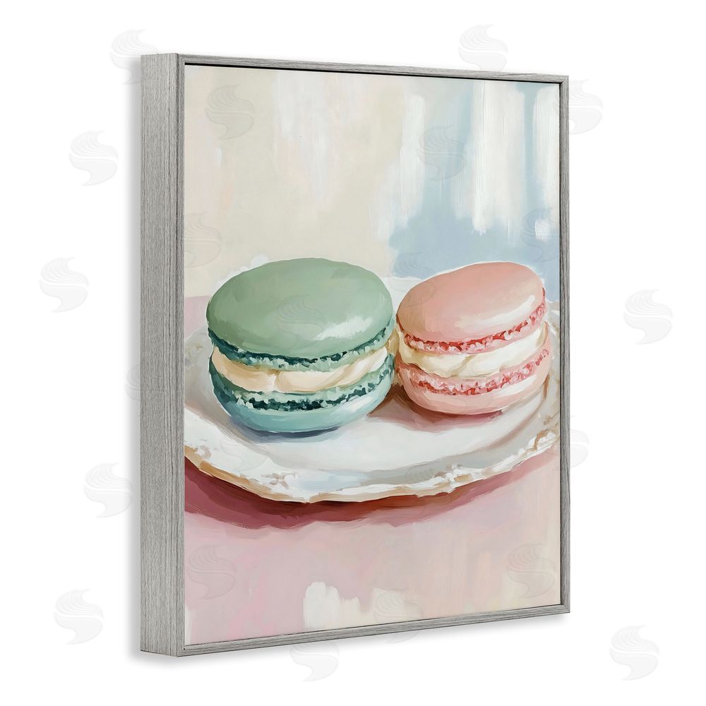 The Prints Vibe Pastel Macarons on Plate Gray Framed Giclee Wall Art