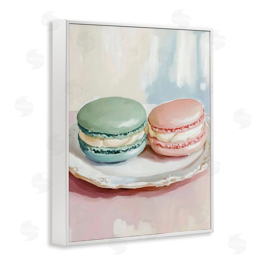 The Prints Vibe Pastel Macarons on Plate White Framed Giclee Wall Art