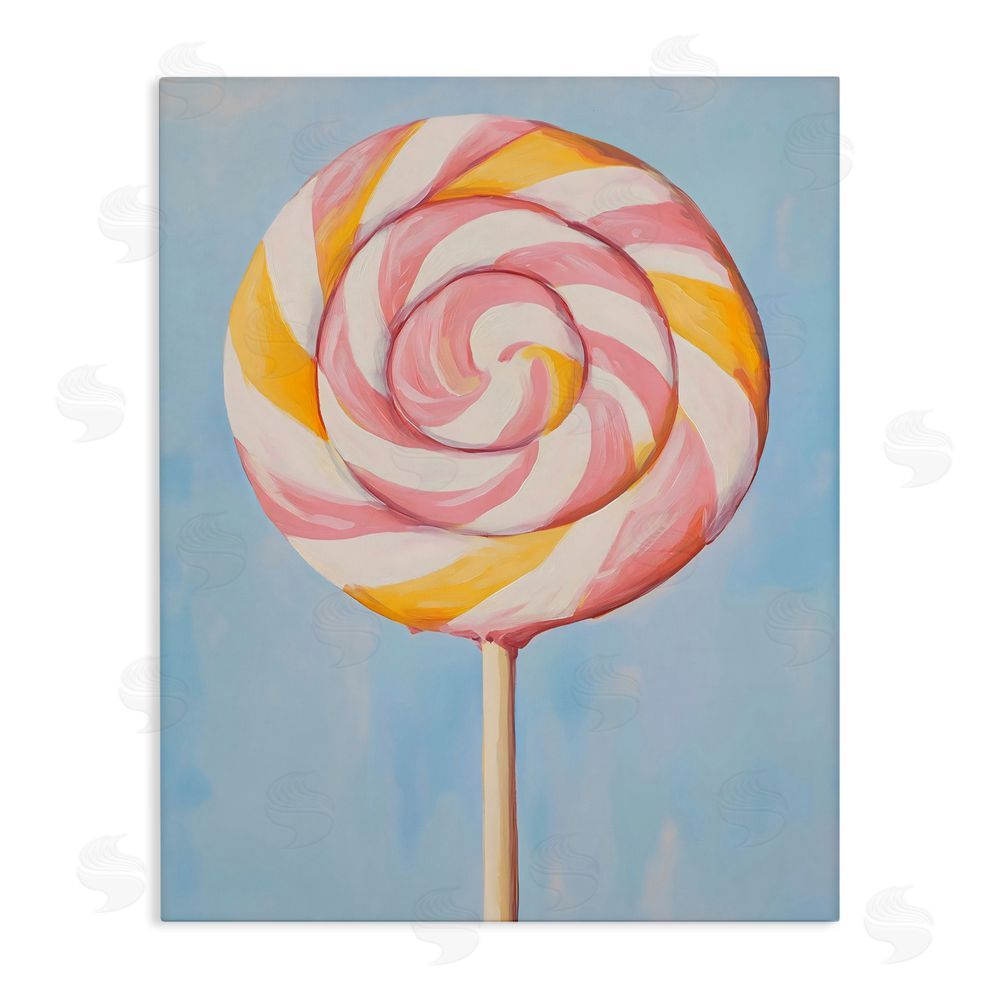 The Prints Vibe Lollipop with Pink & Orange Swirl Stretched Canvas Wall Art