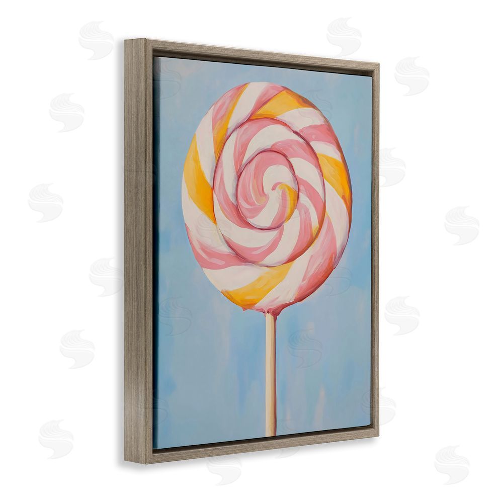 The Prints Vibe Lollipop with Pink & Orange Swirl Brown Floating Framed Canvas Wall Art