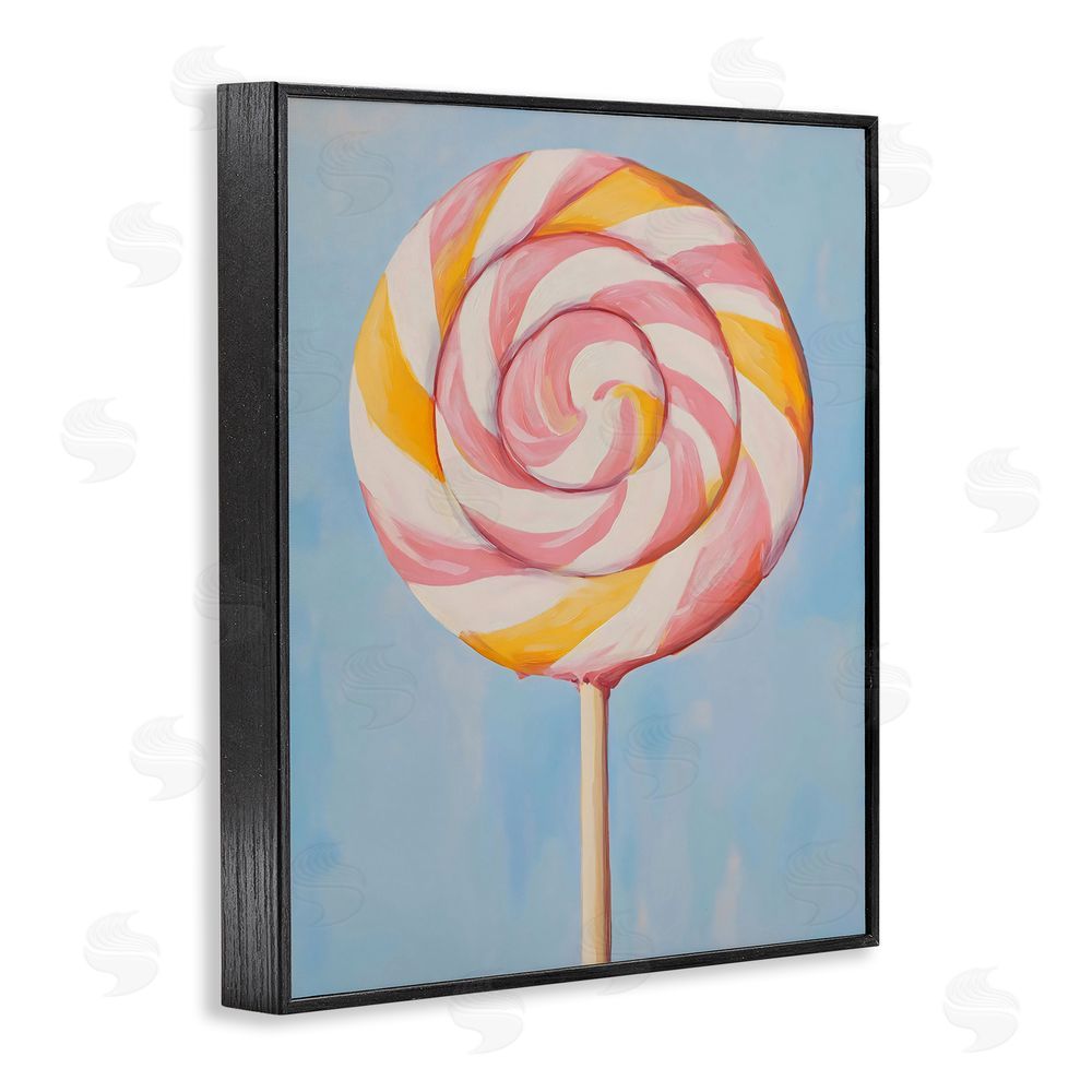 The Prints Vibe Lollipop with Pink & Orange Swirl Black Framed Giclee Wall Art