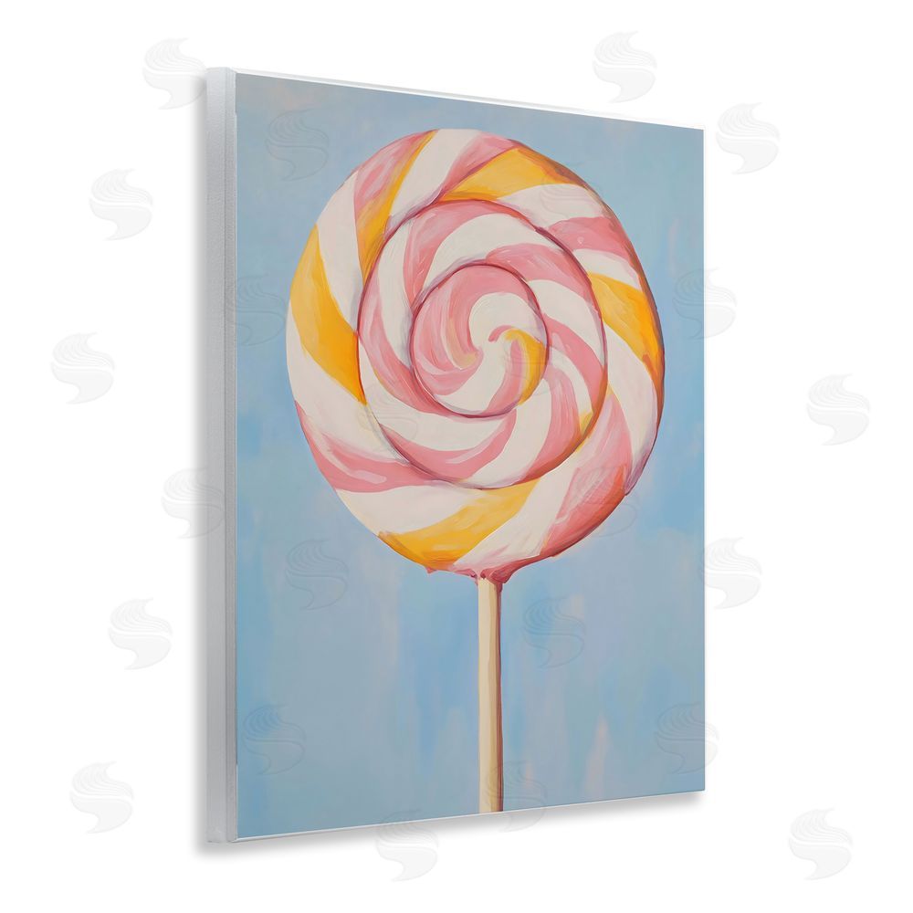 The Prints Vibe Lollipop with Pink & Orange Swirl Wall Plaque Home Decor Art Print