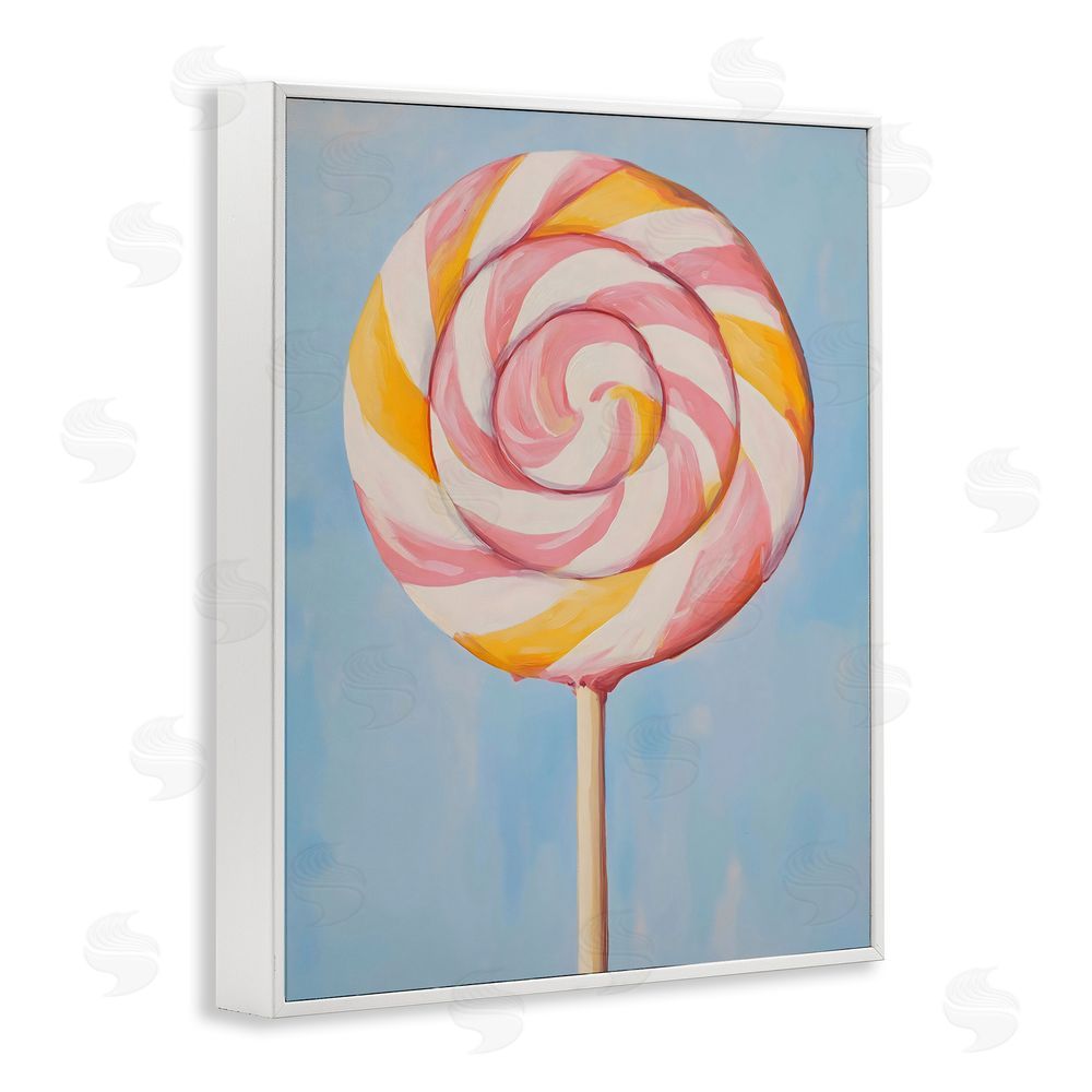 The Prints Vibe Lollipop with Pink & Orange Swirl White Framed Giclee Wall Art