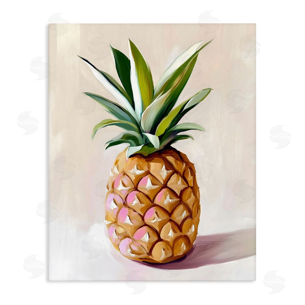 The Prints Vibe Pastel Pineapple Tropical Fruit Stretched Canvas Wall Art