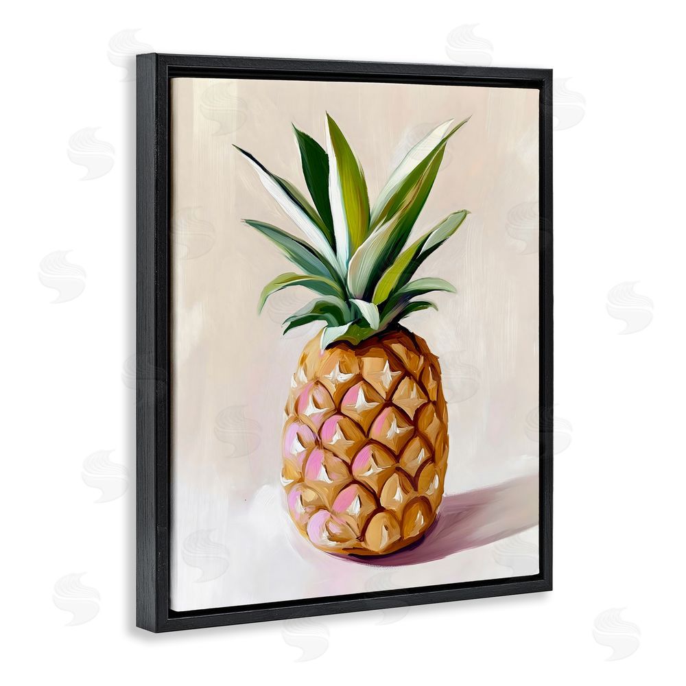 The Prints Vibe Pastel Pineapple Tropical Fruit Black Floating Framed Canvas Wall Art