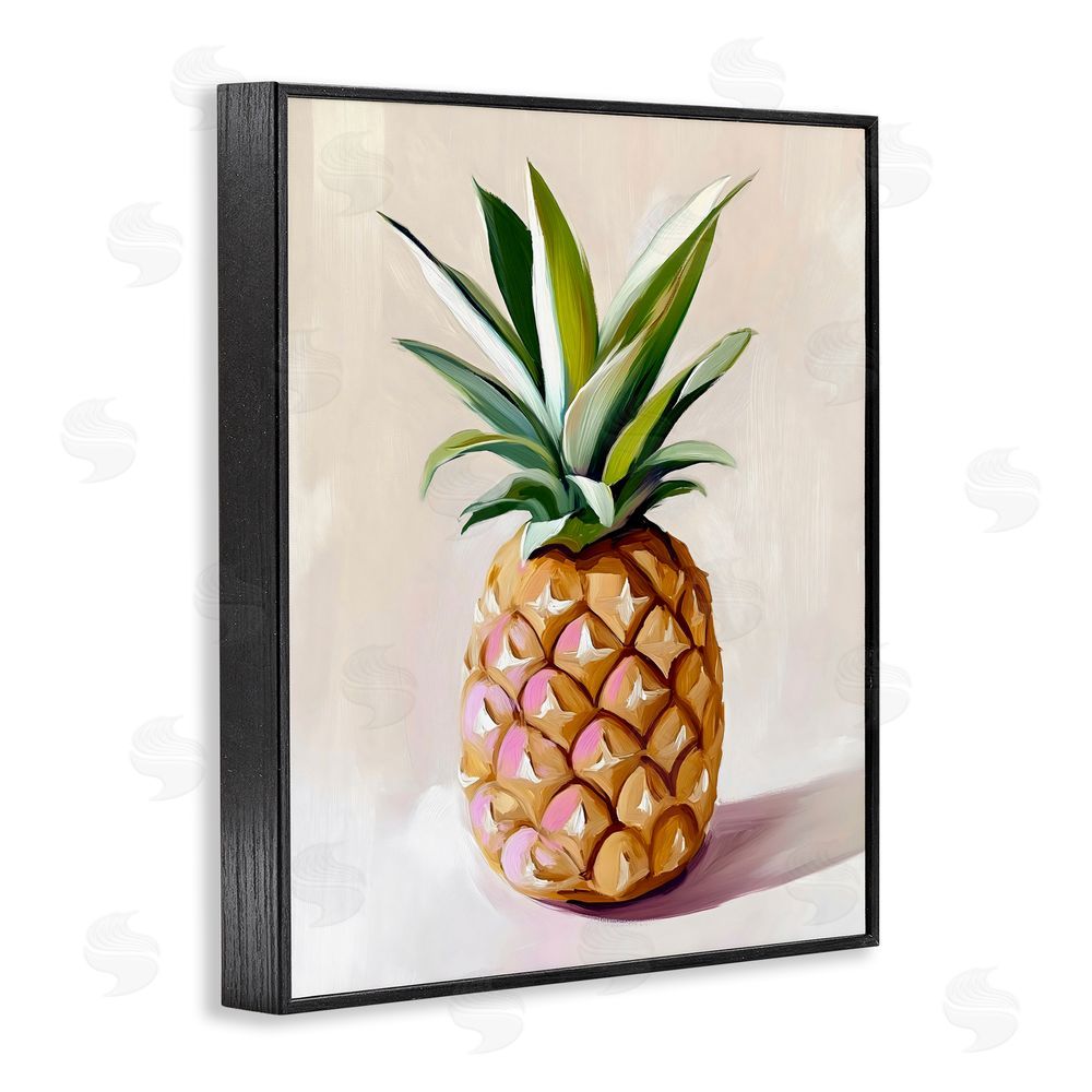 The Prints Vibe Pastel Pineapple Tropical Fruit Black Framed Giclee Wall Art