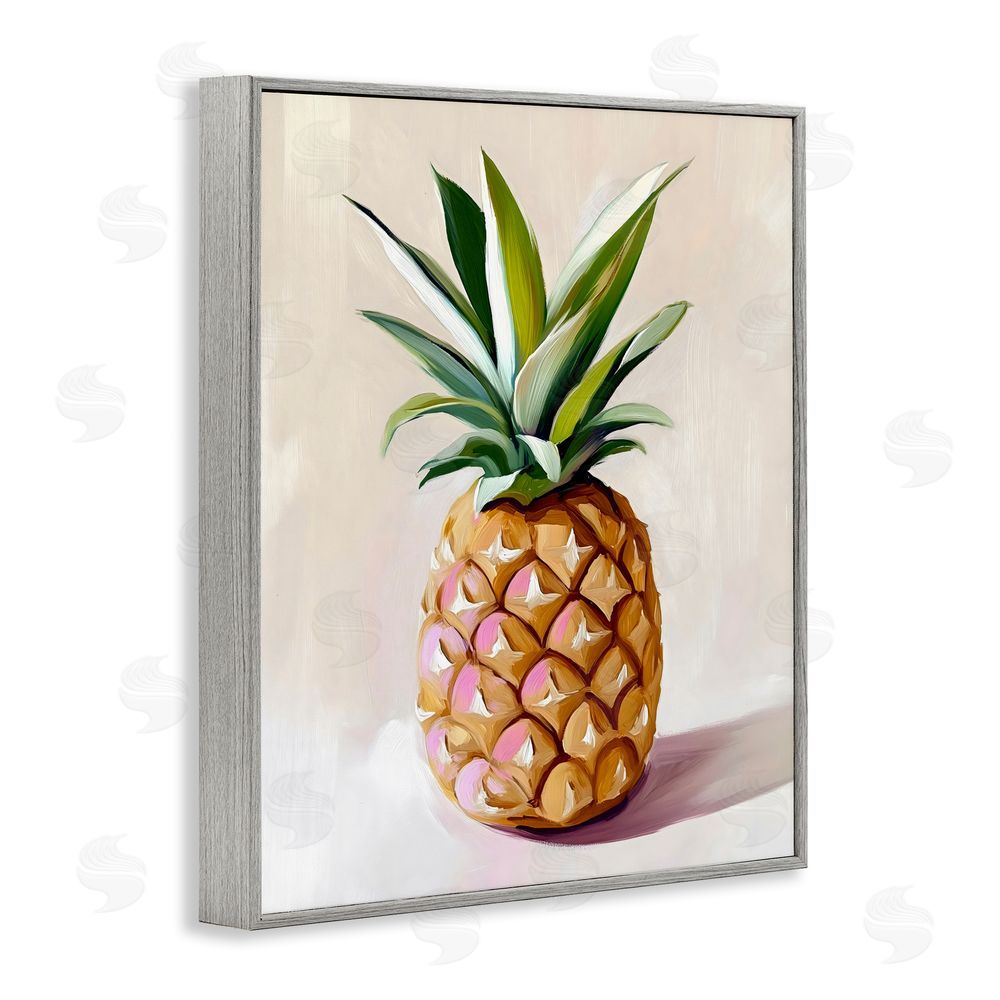 The Prints Vibe Pastel Pineapple Tropical Fruit Gray Framed Giclee Wall Art