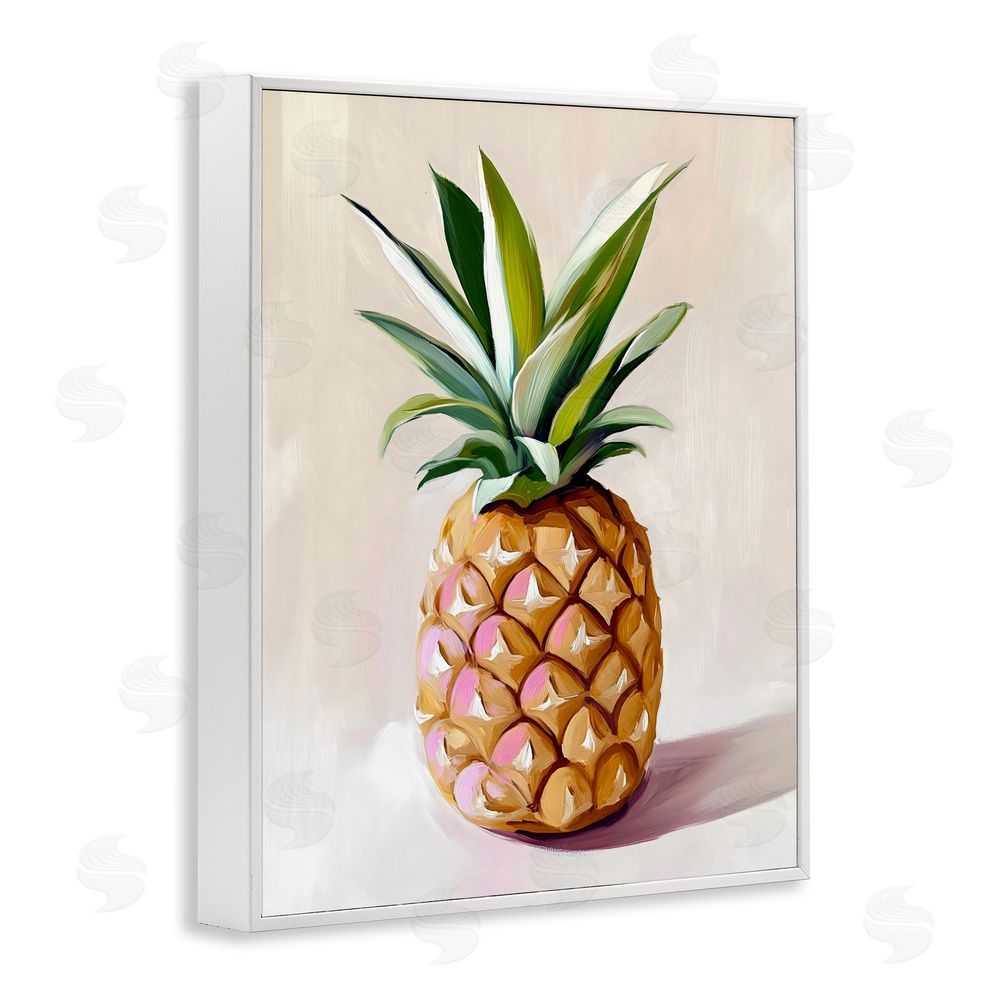 The Prints Vibe Pastel Pineapple Tropical Fruit White Framed Giclee Wall Art