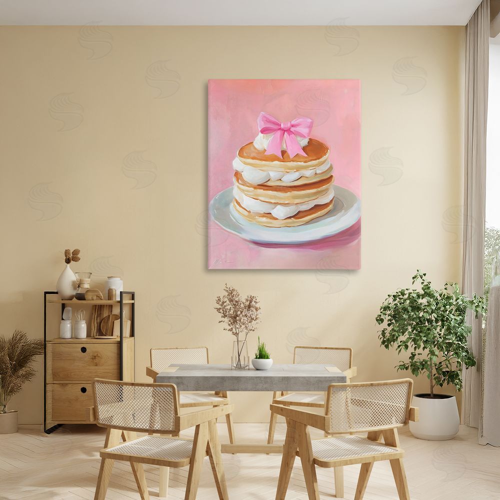 The Prints Vibe Coquette Pancakes with Whipped Cream Stretched Canvas Wall Art in Room