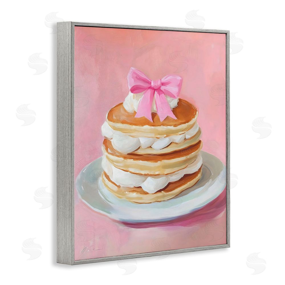 The Prints Vibe Coquette Pancakes with Whipped Cream Gray Framed Giclee Wall Art Print
