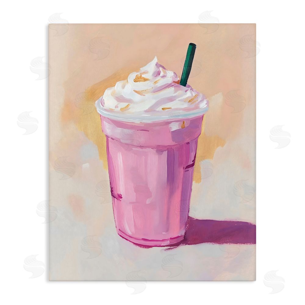 The Prints Vibe Pink Strawberry Shake Stretched Canvas Wall Art