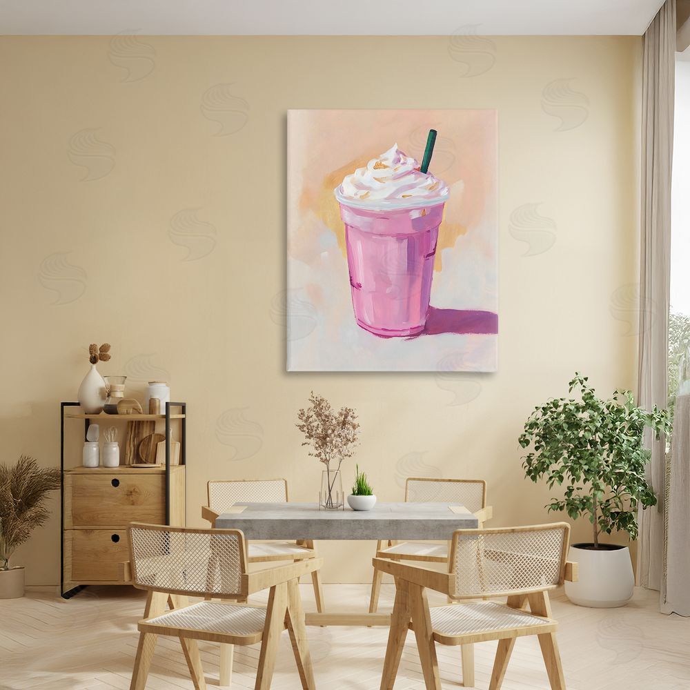 The Prints Vibe Pink Strawberry Shake Stretched Canvas Wall Art in Room