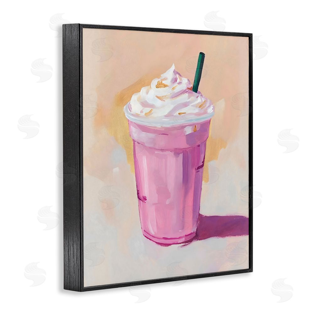 The Prints Vibe Pink Strawberry Shake Black Framed Giclee Wall Art