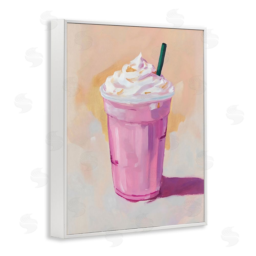 The Prints Vibe Pink Strawberry Shake White Framed Giclee Wall Art