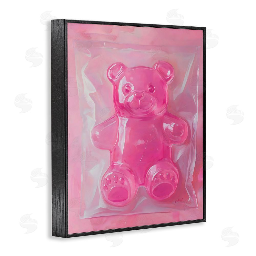 The Prints Vibe Pink Gummy Candy Bear Black Framed Giclee Wall Art