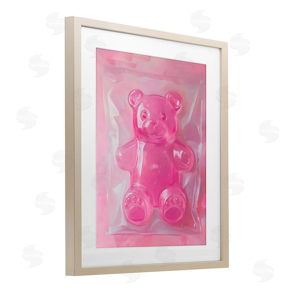 The Prints Vibe Pink Gummy Candy Bear Brown Framed Print Under Glass Wall Art