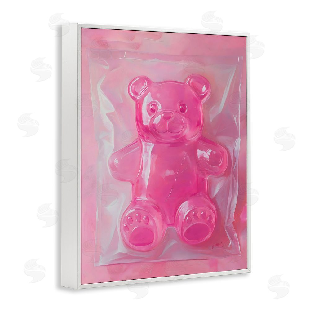 The Prints Vibe Pink Gummy Candy Bear White Framed Giclee Wall Art