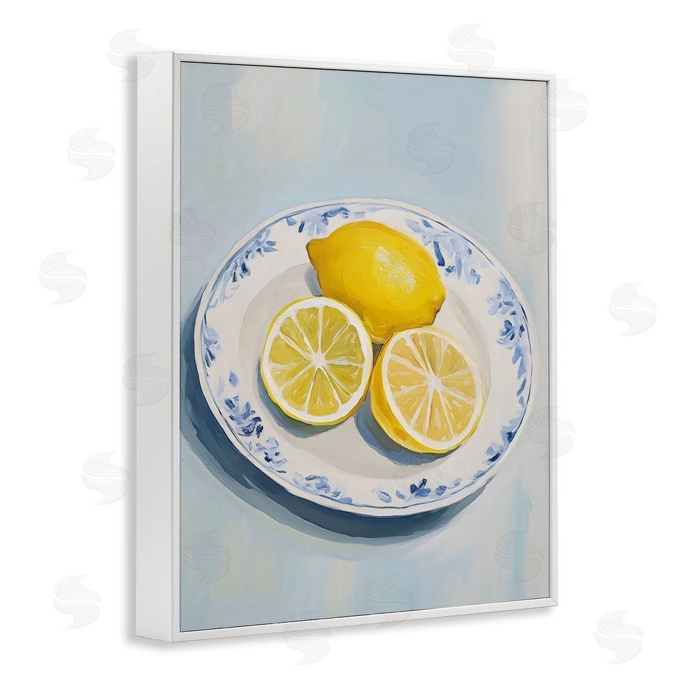 The Prints Vibe Plate of Juicy Lemons White Framed Giclee Wall Art