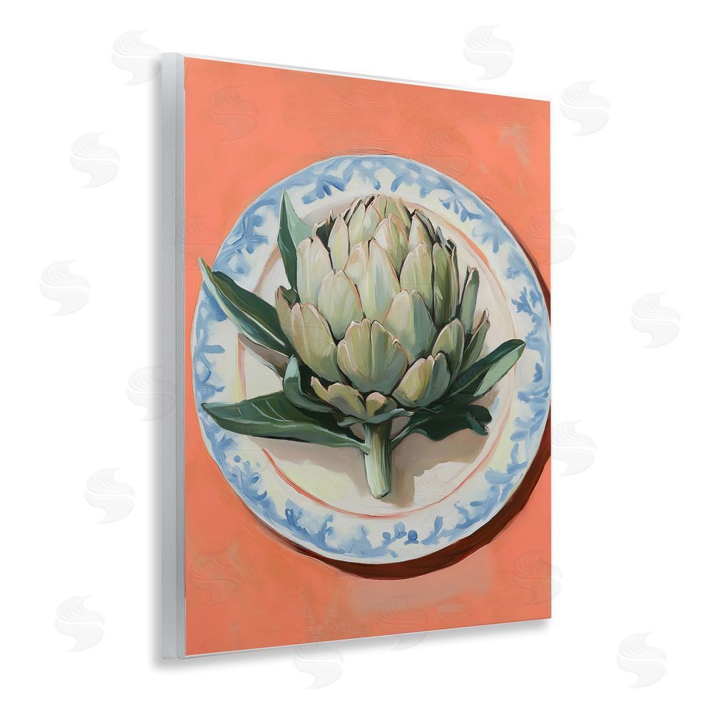 The Prints Vibe Retro Artichoke over Orange Wall Plaque Home Decor Art Print