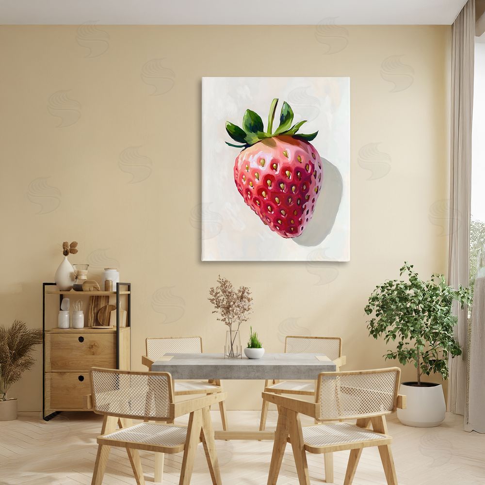 The Prints Vibe Juicy Shine Strawberry Stretched Canvas Wall Art in Room