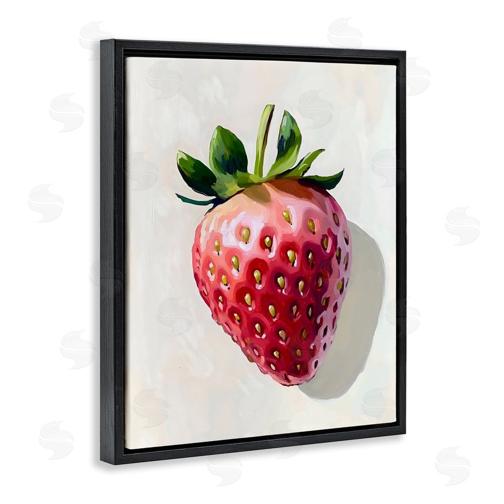 The Prints Vibe Juicy Shine Strawberry Black Floating Framed Canvas Wall Art