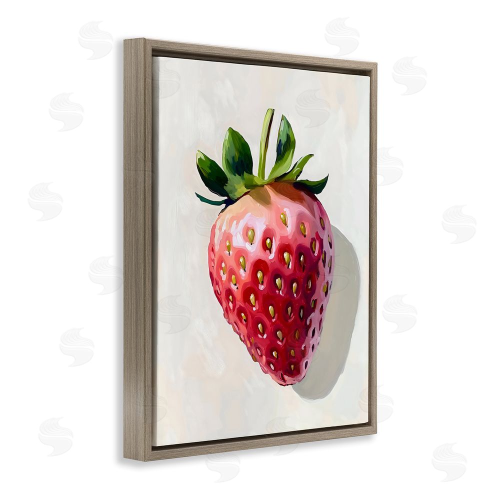 The Prints Vibe Juicy Shine Strawberry Brown Floating Framed Canvas Wall Art