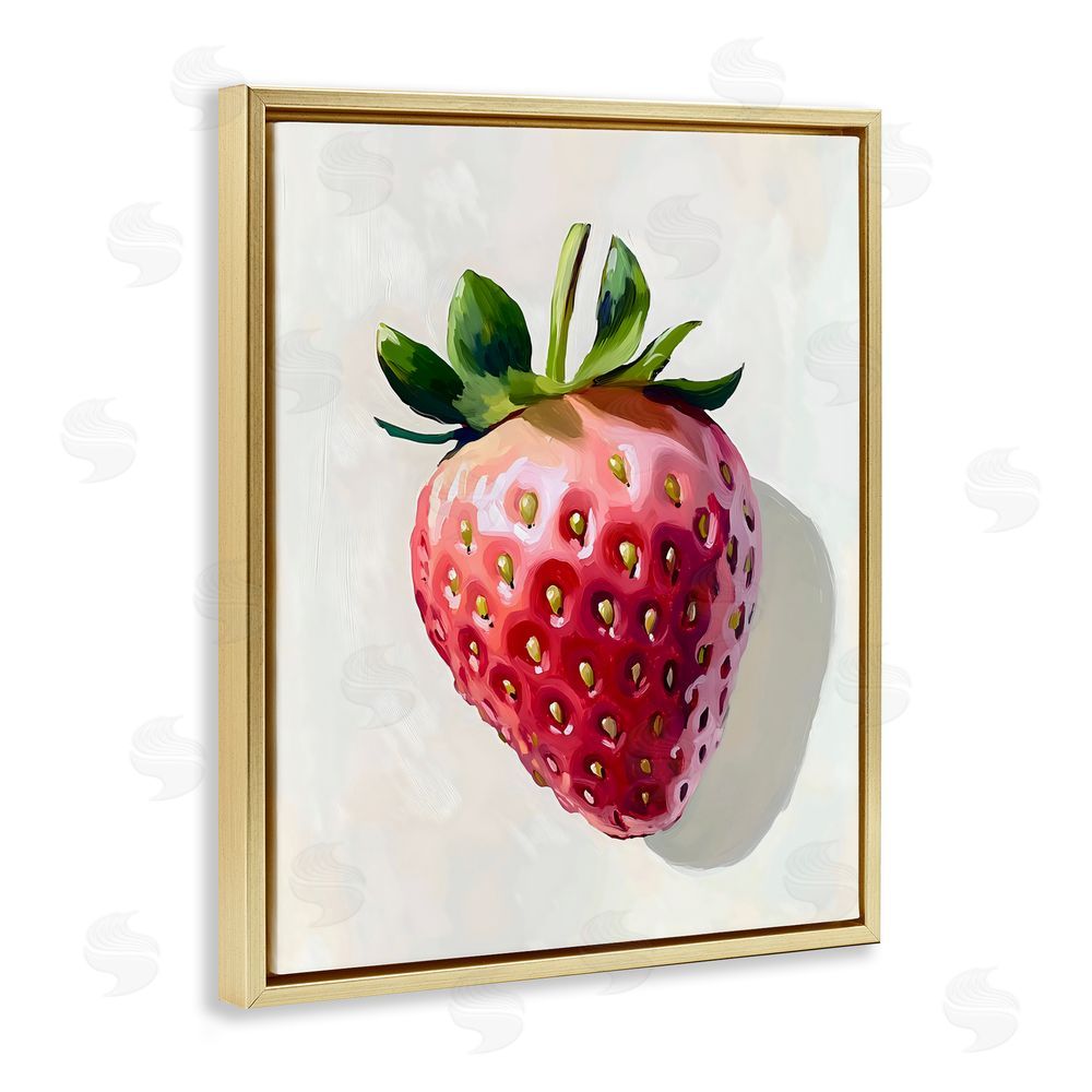 The Prints Vibe Juicy Shine Strawberry Gold Floating Framed Canvas Wall Art