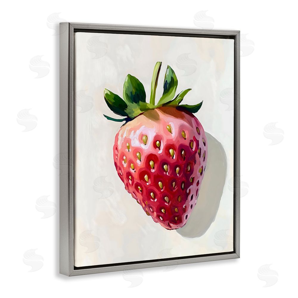The Prints Vibe Juicy Shine Strawberry Gray Floating Framed Canvas Wall Art