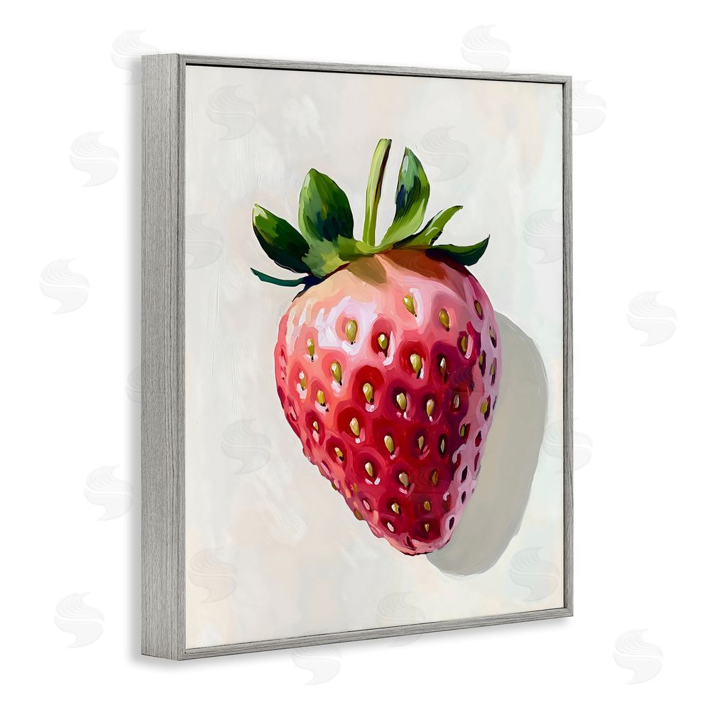 The Prints Vibe Juicy Shine Strawberry Gray Framed Giclee Wall Art