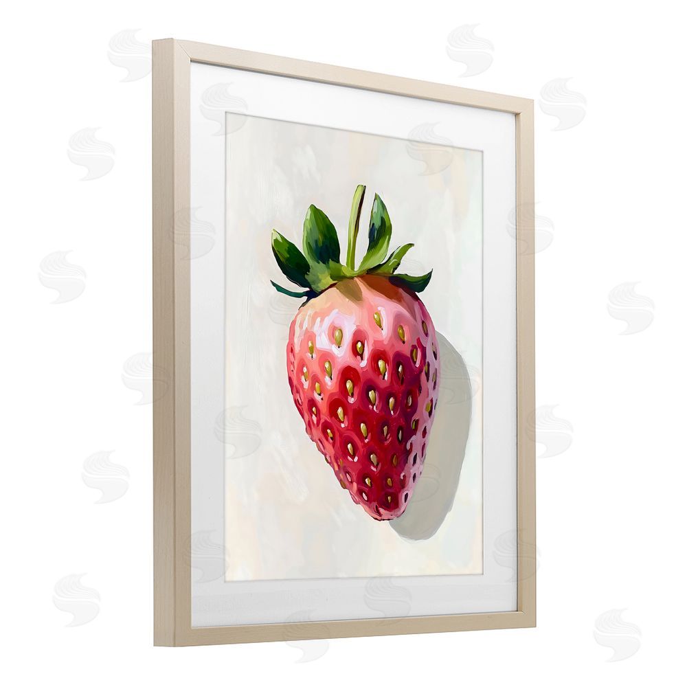 The Prints Vibe Juicy Shine Strawberry Brown Framed Print Under Glass Wall Art