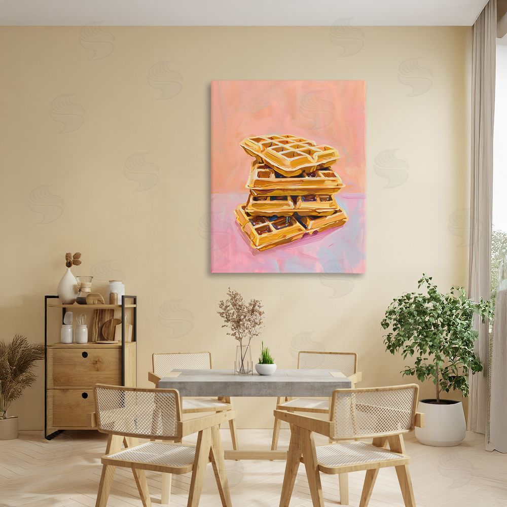 The Prints Vibe Stack of Fluffy Waffles Stretched Canvas on Wall