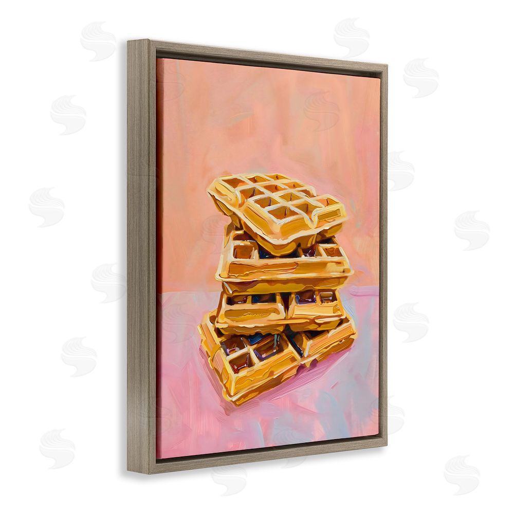 The Prints Vibe Stack of Fluffy Waffles Brown Floating Framed Canvas Wall Art Print