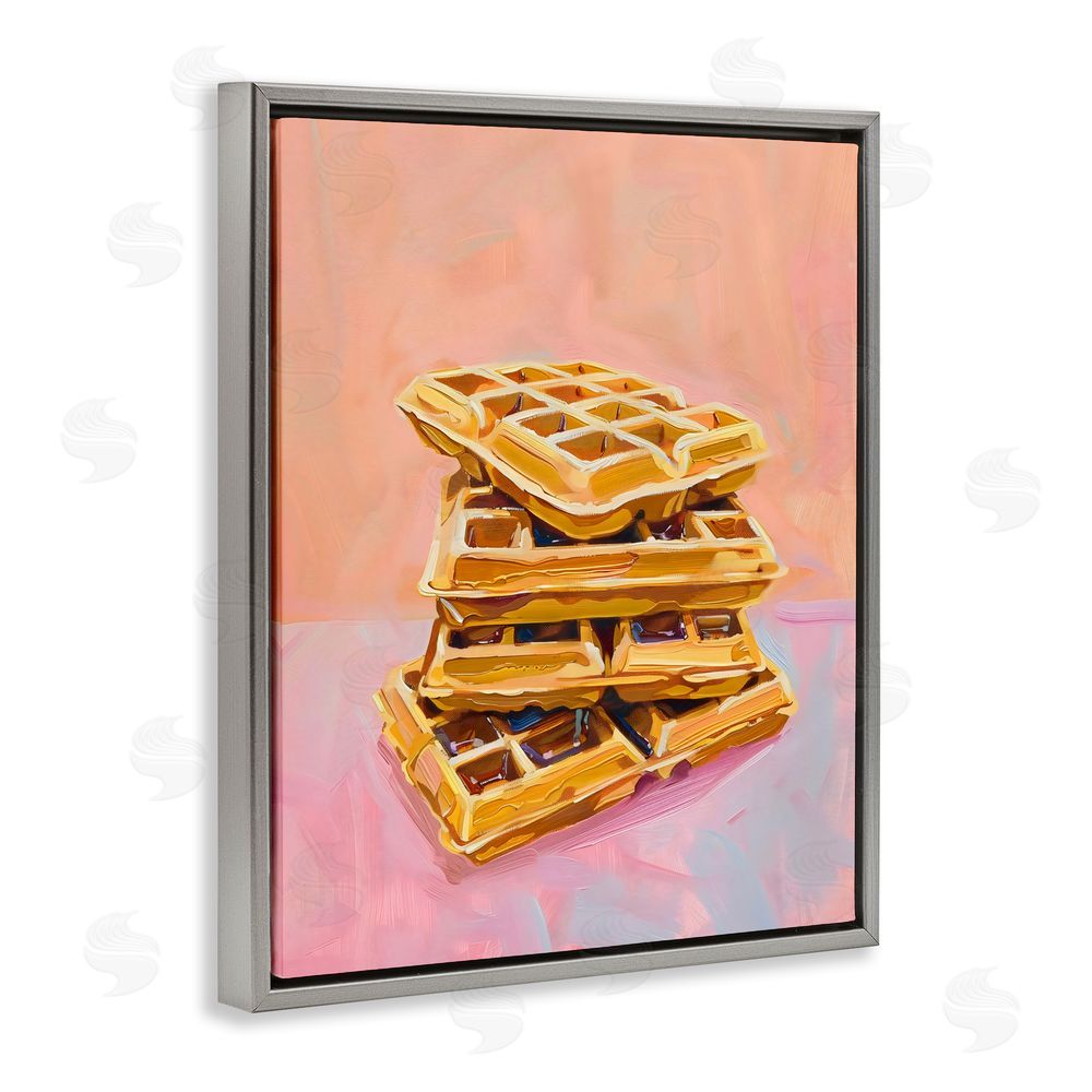 The Prints Vibe Stack of Fluffy Waffles Gray Floating Framed Canvas Wall Art Print
