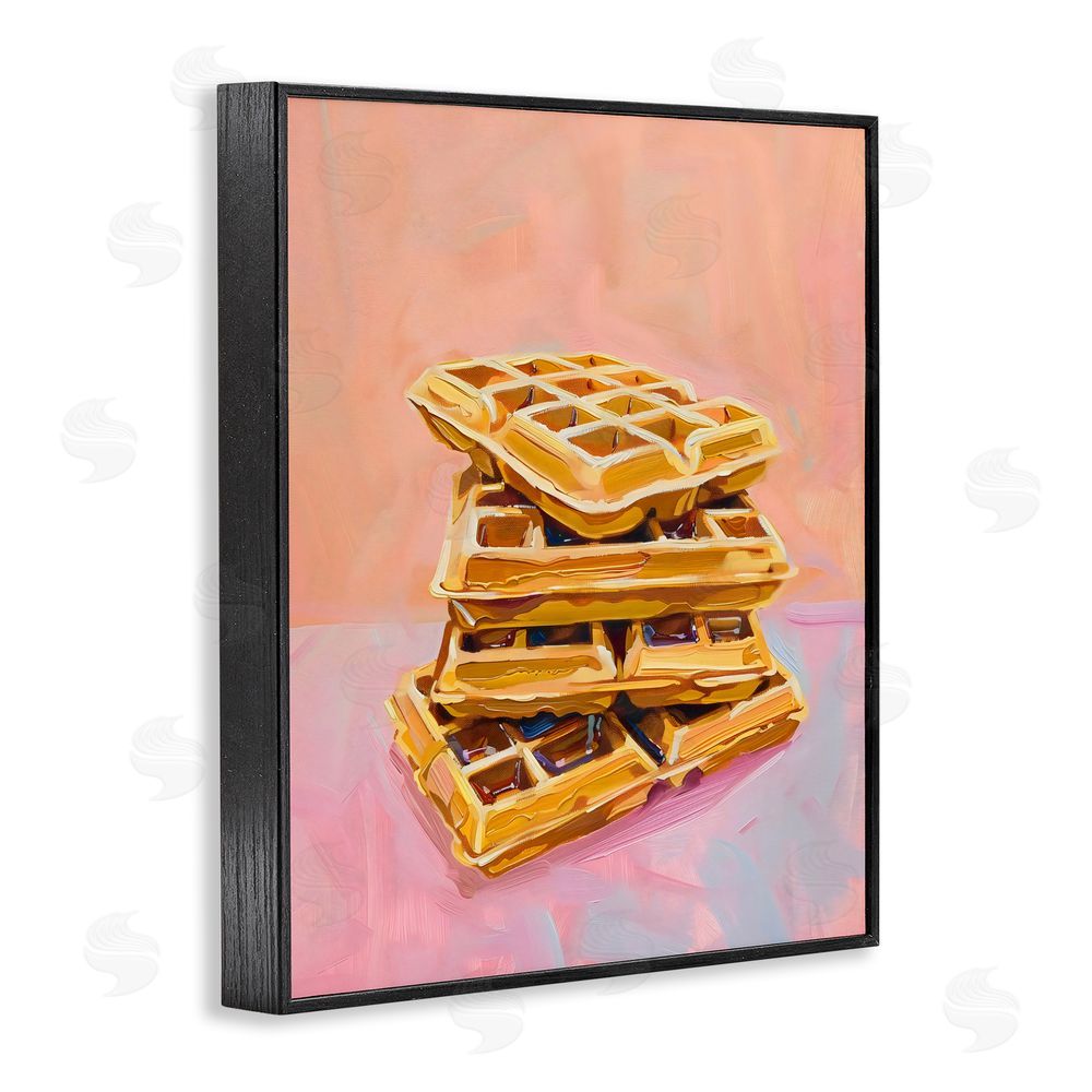 The Prints Vibe Stack of Fluffy Waffles Black Framed Giclee Wall Art Print