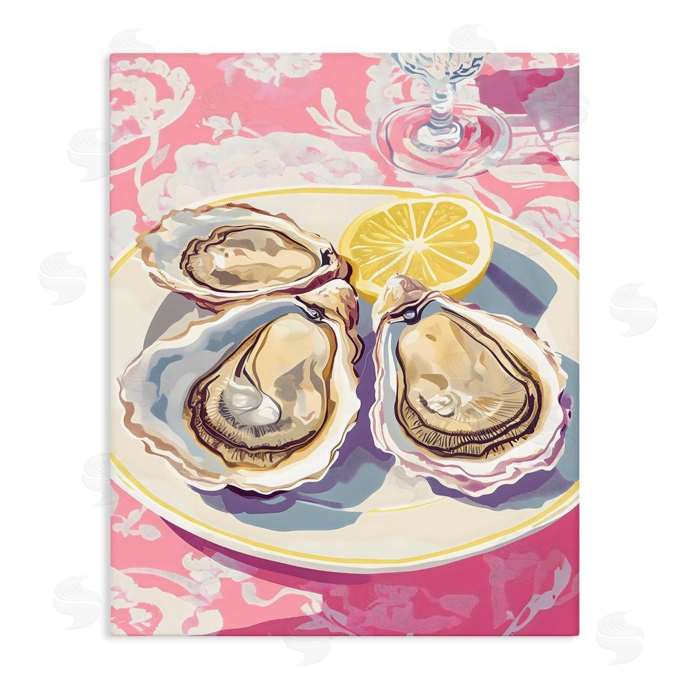 The Prints Vibe Plated Oysters & Lemons Stretched Canvas Wall Art