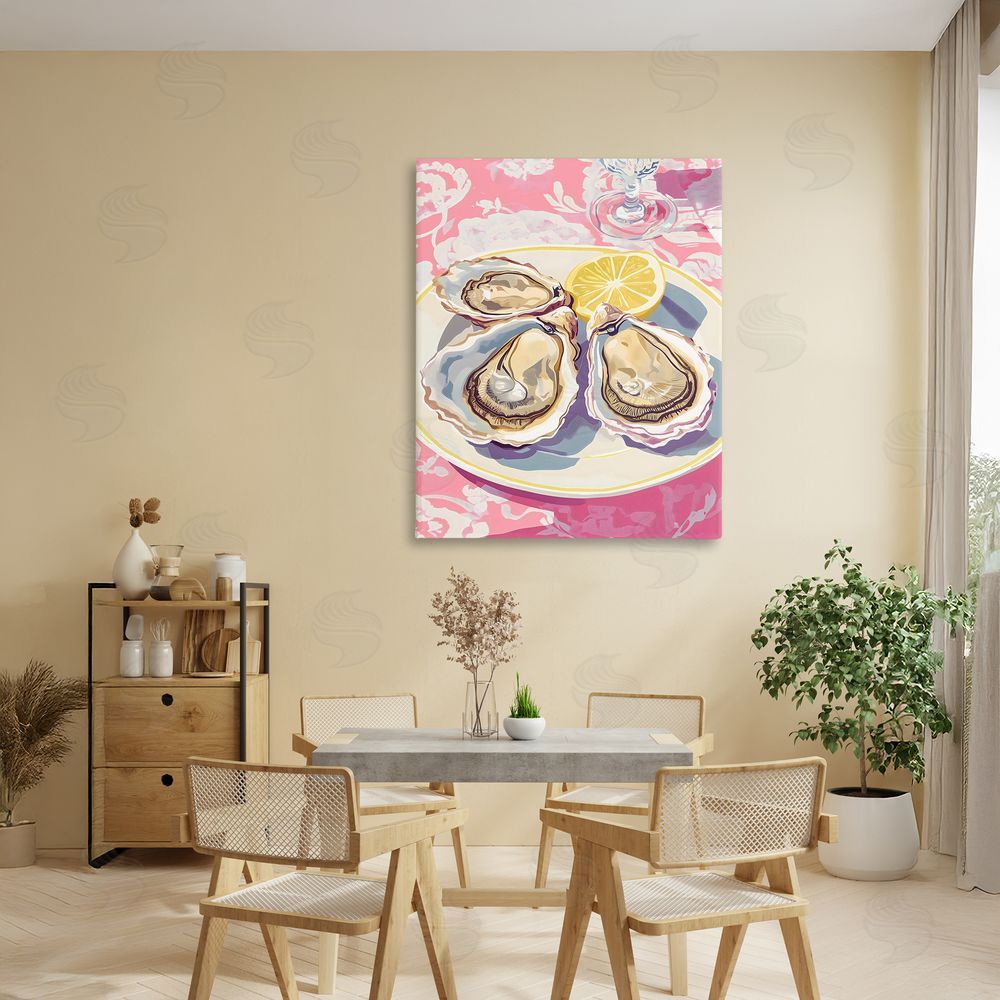 The Prints Vibe Plated Oysters & Lemons Stretched Canvas Wall Art in Room
