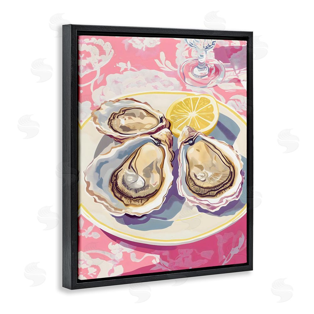 The Prints Vibe Plated Oysters & Lemons Black Floating Framed Canvas Wall Art