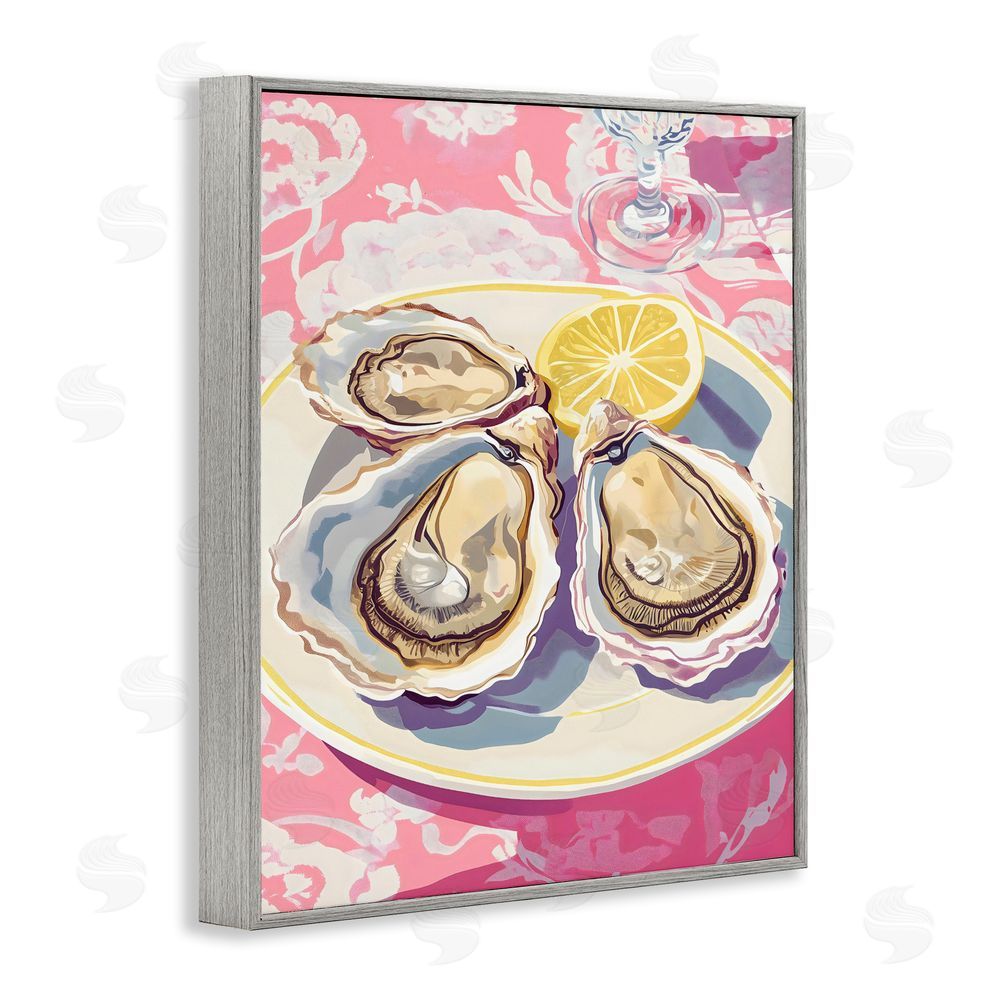 The Prints Vibe Plated Oysters & Lemons Gray Framed Giclee Wall Art