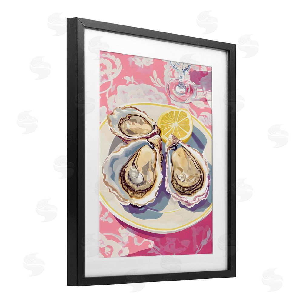 The Prints Vibe Plated Oysters & Lemons Black Framed Print Under Glass Wall Art