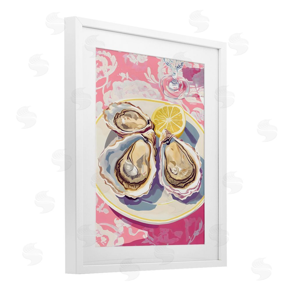 The Prints Vibe Plated Oysters & Lemons White Framed Print Under Glass Wall Art