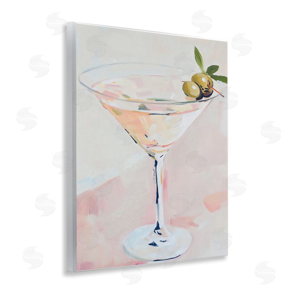 The Prints Vibe Pastel Martini with Olive Garnish Wall Plaque Home Decor Art Print