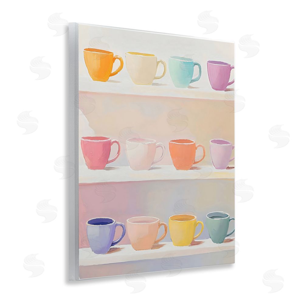 The Prints Vibe Rows of Pastel Teacups Wall Plaque Home Decor Art Print